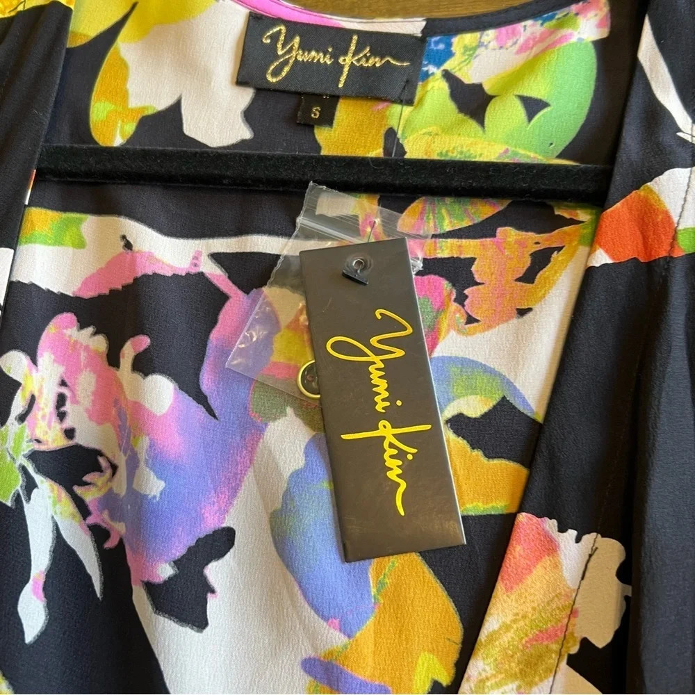 Yumi Kim Tropical Carla Wrap Dress Wooster S Long Sleeve Silk Floral Bright - Picture 6 of 7